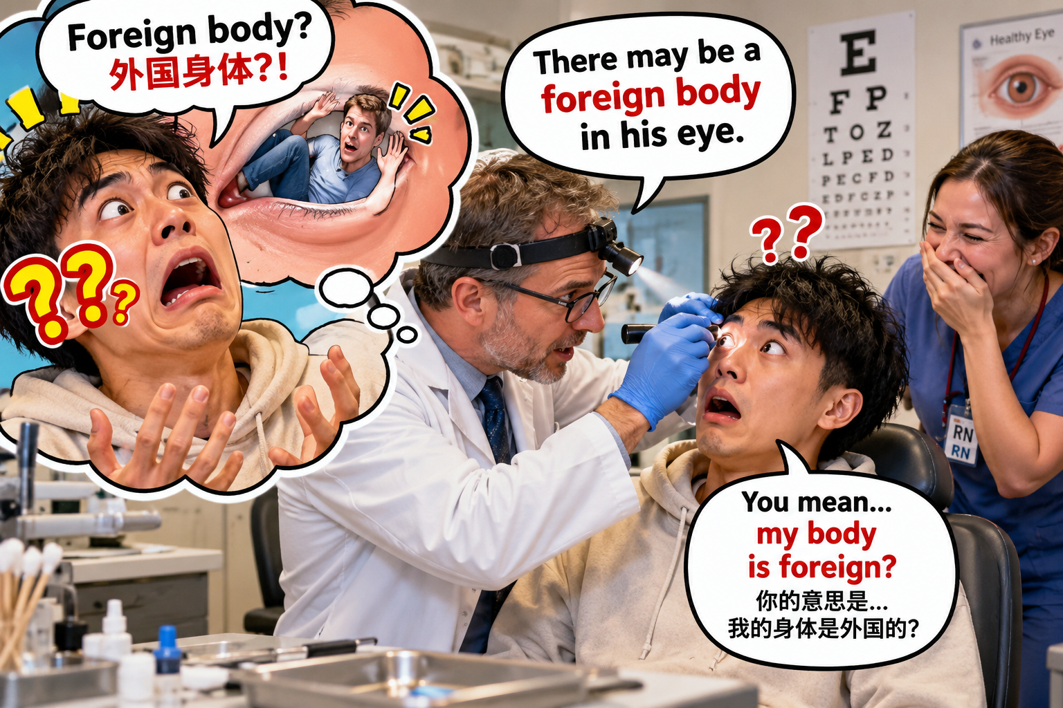 美剧说英语：foreign body - 加拿大诊所里，医生说“foreign body”，我差点以为他在说我的身体……