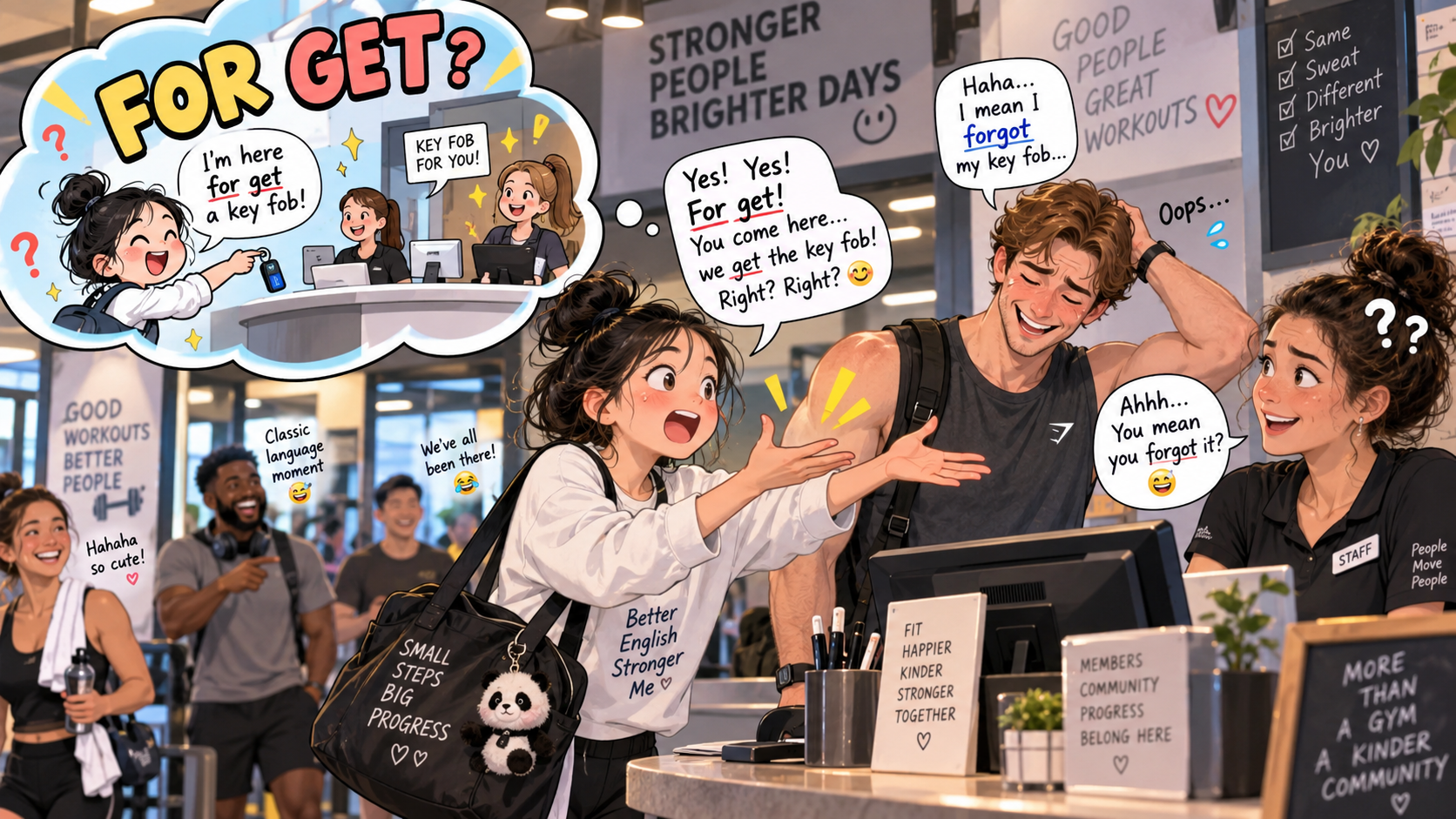 美剧学英语:forget - 加拿大健身房前台,同事说“forgot my key”,我却以为他是来“for get”钥匙的……