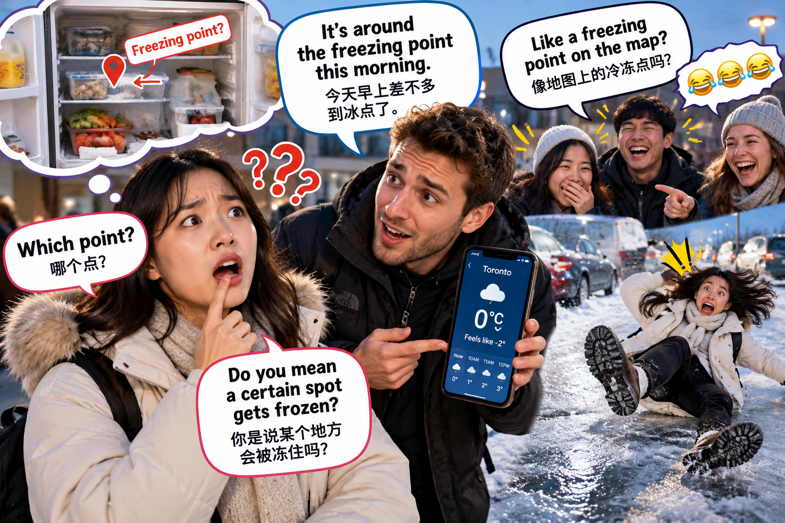 美剧说英语：freezing point - 加拿大同事说“到了freezing point”，我还以为他让我找冰箱里的一个点