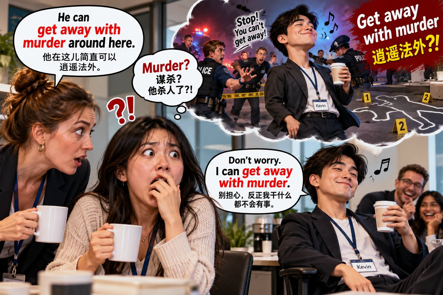 美剧说英语:get away with murder - 加拿大办公室同事说老板儿子“get away with murder”,我差点打911……