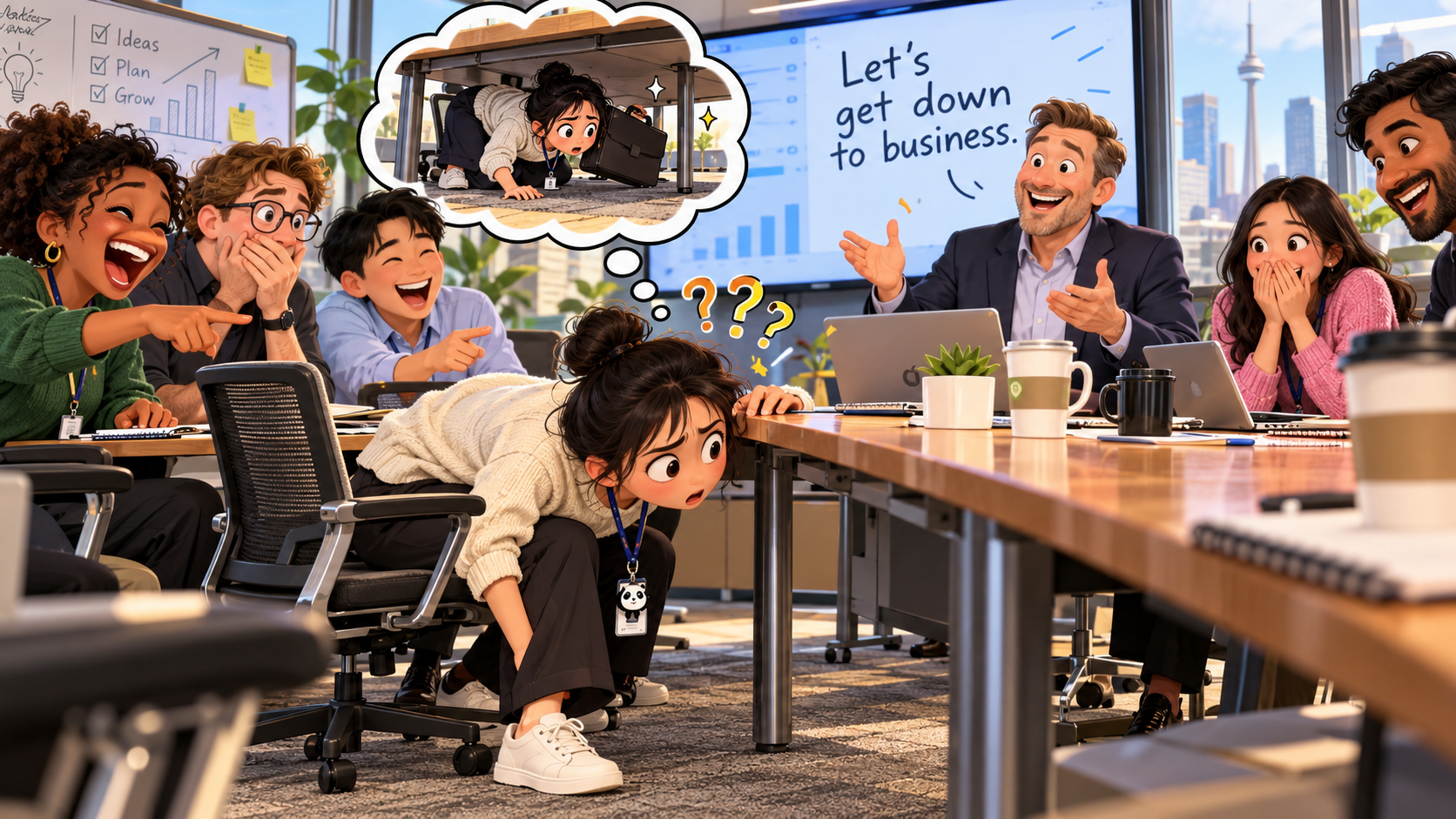 美剧说英语:get down to business - 加拿大办公室同事说“get down to business”,我差点真往桌子底下钻……