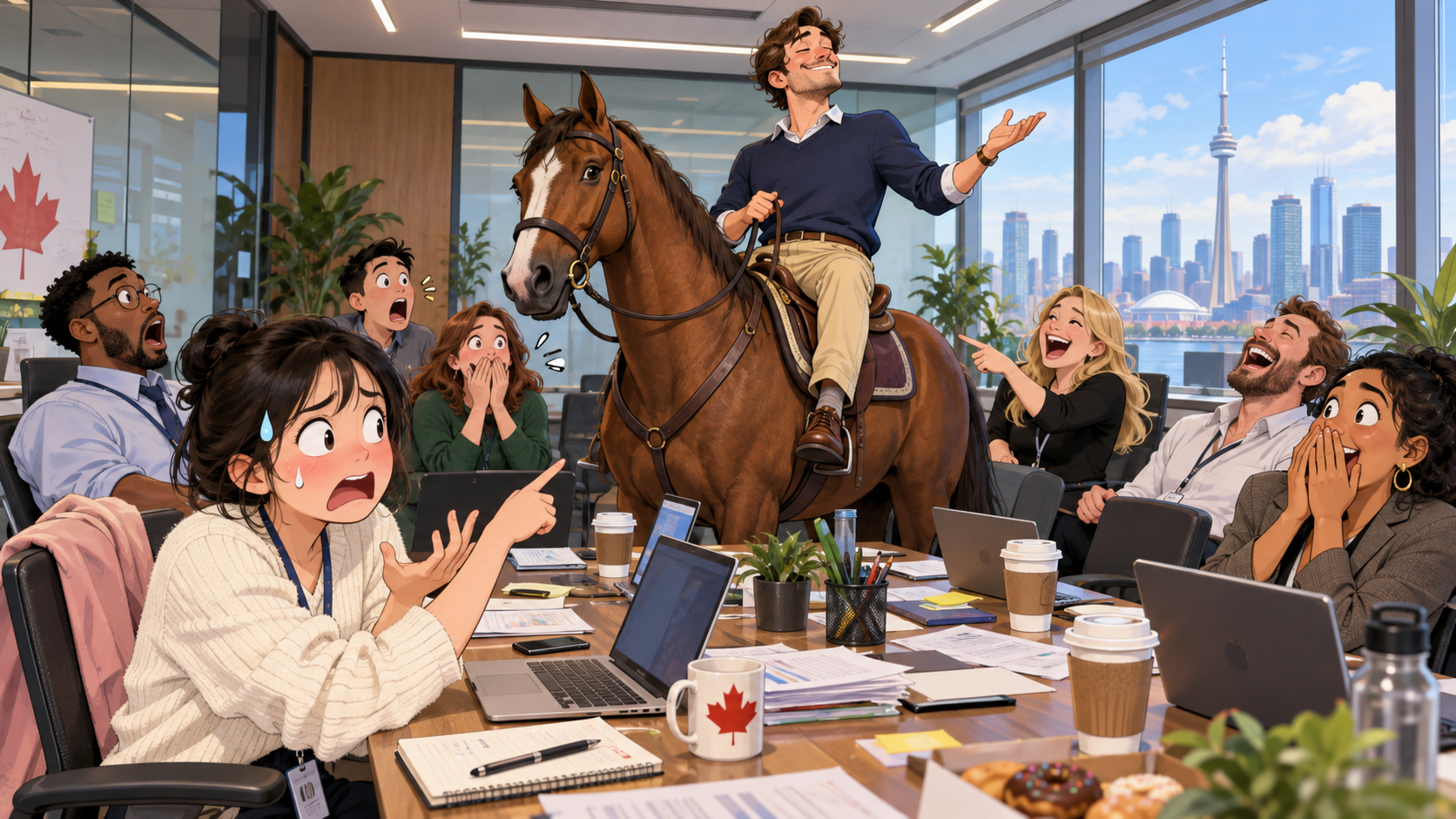 美剧学英语:Get off one's high horse - 加拿大办公室开会,同事让我“从高头大马上下来”,我差点问他马停哪儿