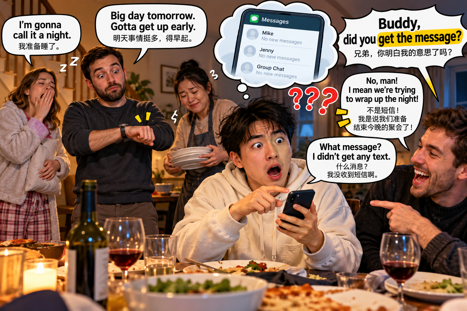 美剧说英语：get the message - 加拿大朋友聚餐一直看手表，最后问我“Did you get the message?”我赶紧掏出了手机……