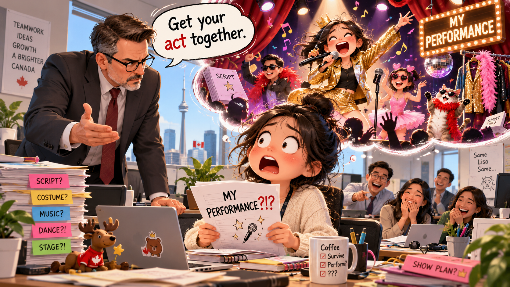 美剧说英语：get your act together - 加拿大办公室里，老板让我“get your act together”，我还以为要上台表演