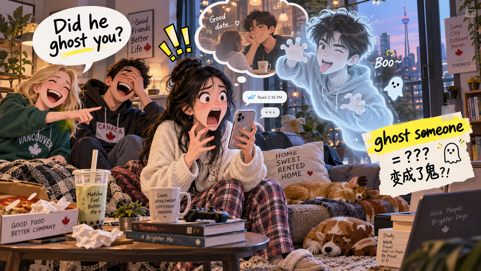 美剧学英语：ghost someone - 加拿大约会软件上，他突然消失后朋友问我：Did he ghost you？我当场想报警……