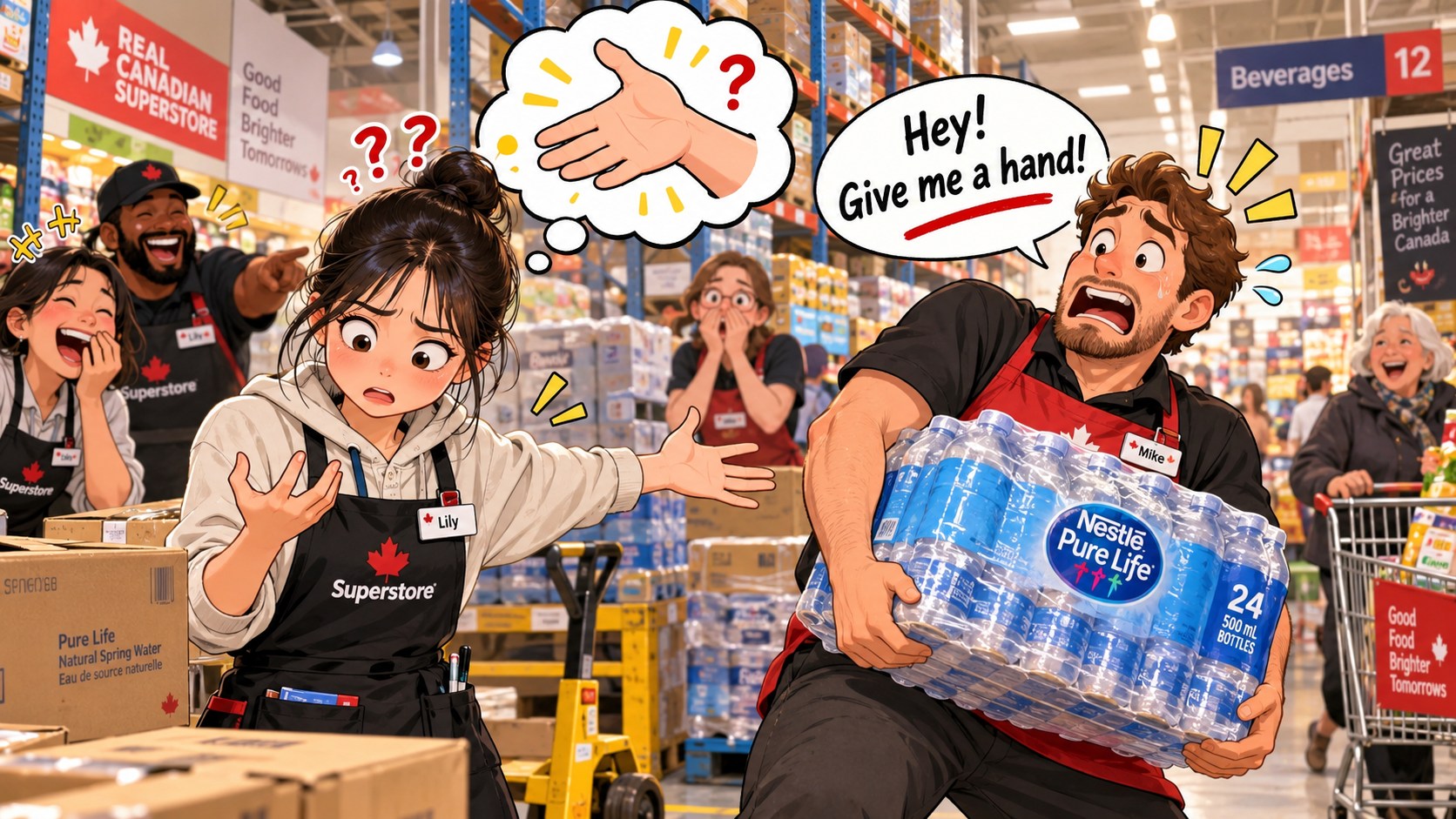美剧说英语:give sb a hand - 加拿大超市搬箱子,同事说“give me a hand”,我盯着他的手愣住了……