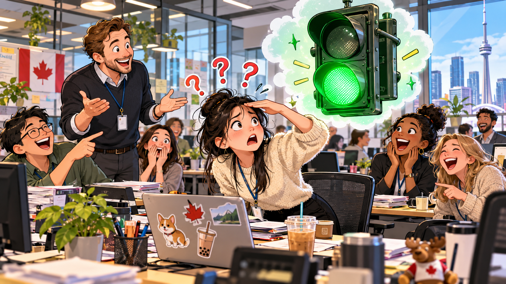 美剧说英语：give someone the green light - 加拿大办公室同事说“给我绿灯”，我真的开始找绿灯了……