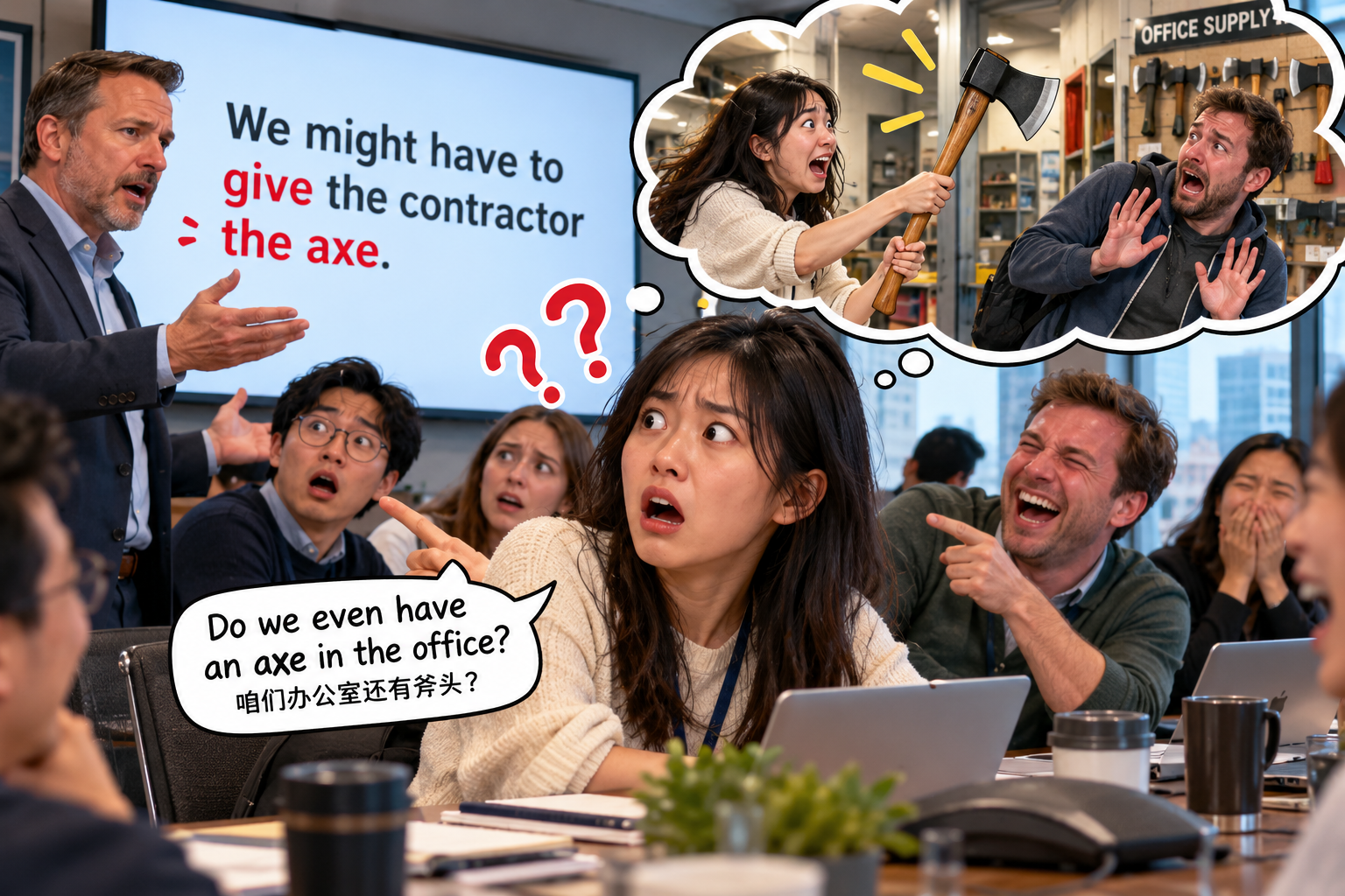 美剧说英语:give the axe - 加拿大公司开会,老板说要“give him the axe”,我差点跑去仓库找斧头……