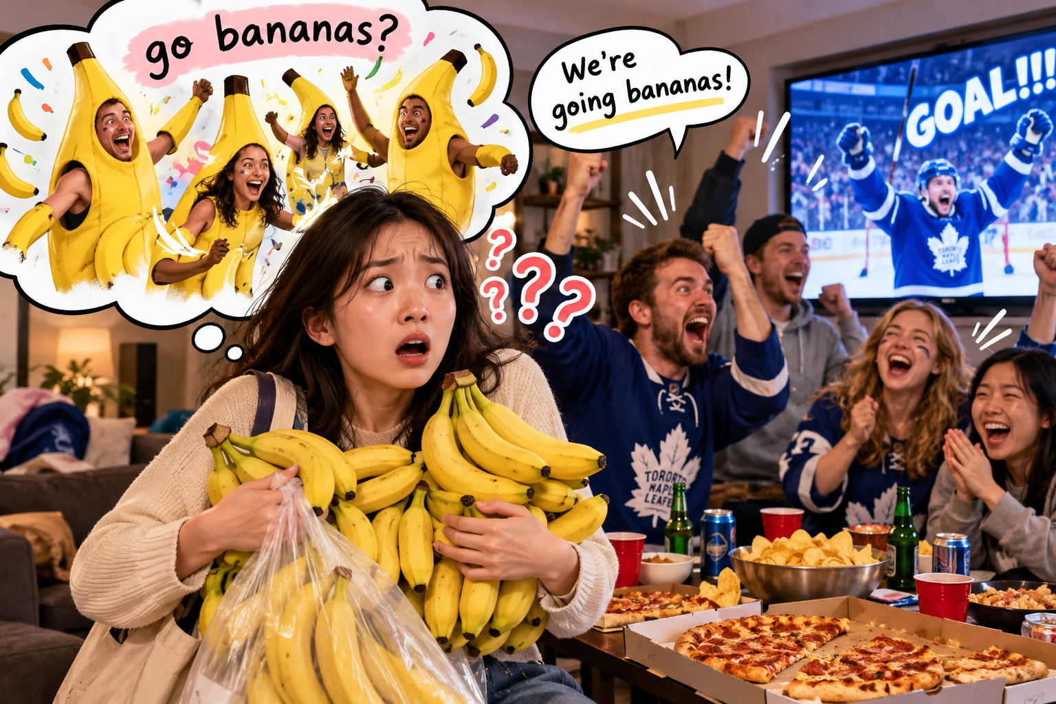 美剧说英语:go banana - 加拿大超市同事说“go bananas”,我竟然跑去买了一袋香蕉……