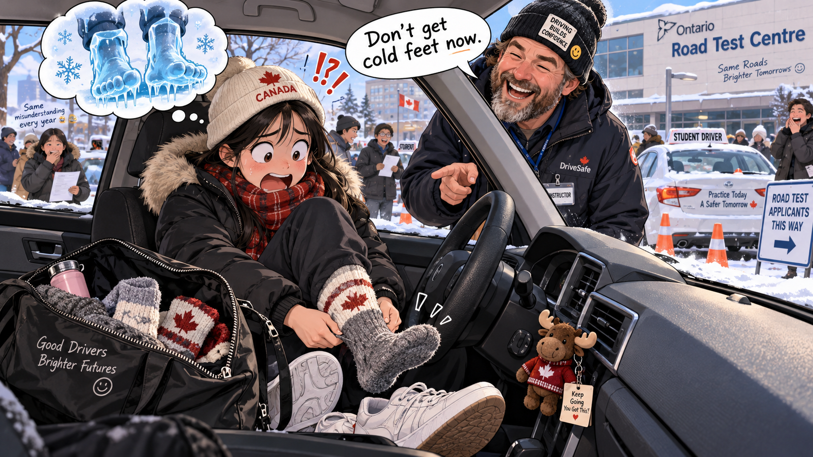 美剧学英语:go cold feet - 加拿大驾校路考前,教练说“别让脚变凉”,我真的跑去换袜子了……