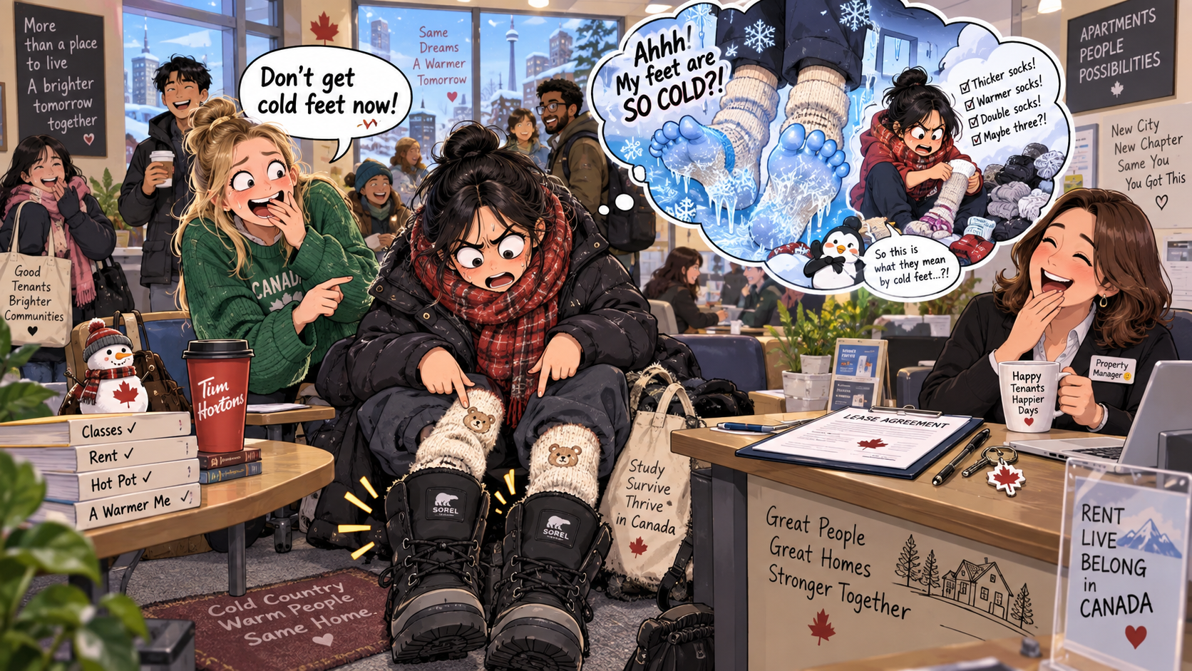 美剧学英语：go cold feet - 加拿大租房签约前，室友说“Don’t get cold feet”，我真去换了双厚袜子……