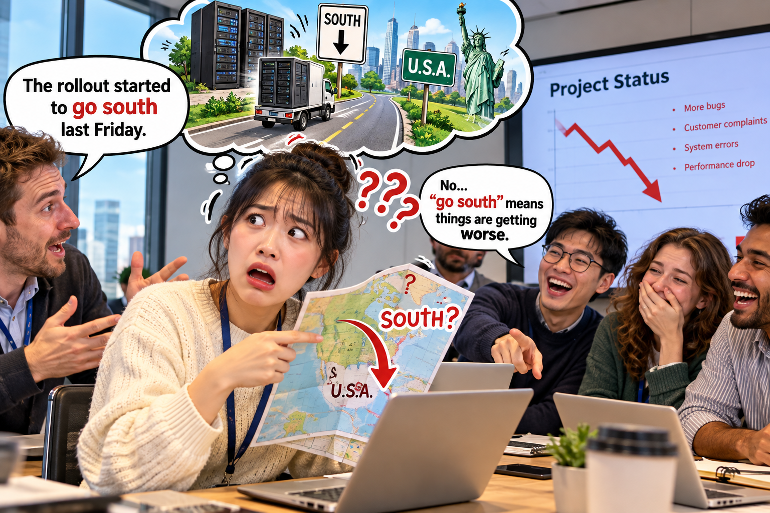 美剧学英语：go south - 加拿大同事说项目“go south”，我差点打开地图找美国