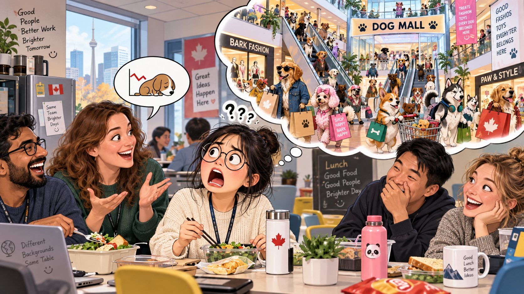 美剧学英语:go to the dogs - 加拿大办公室午休,同事说商场“go to the dogs”,我还问:狗从哪个门进?