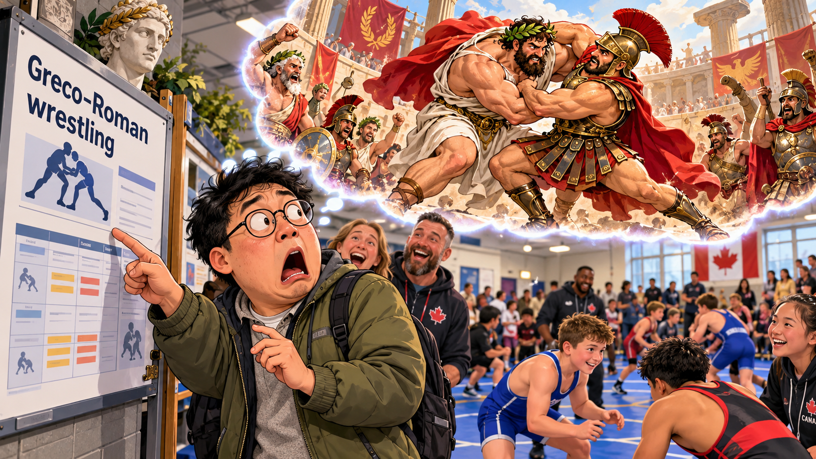 美剧说英语:Greco-Roman wrestling - 加拿大社区中心说“Greco-Roman wrestling”,我还以为今晚要看希腊人和罗马人摔跤