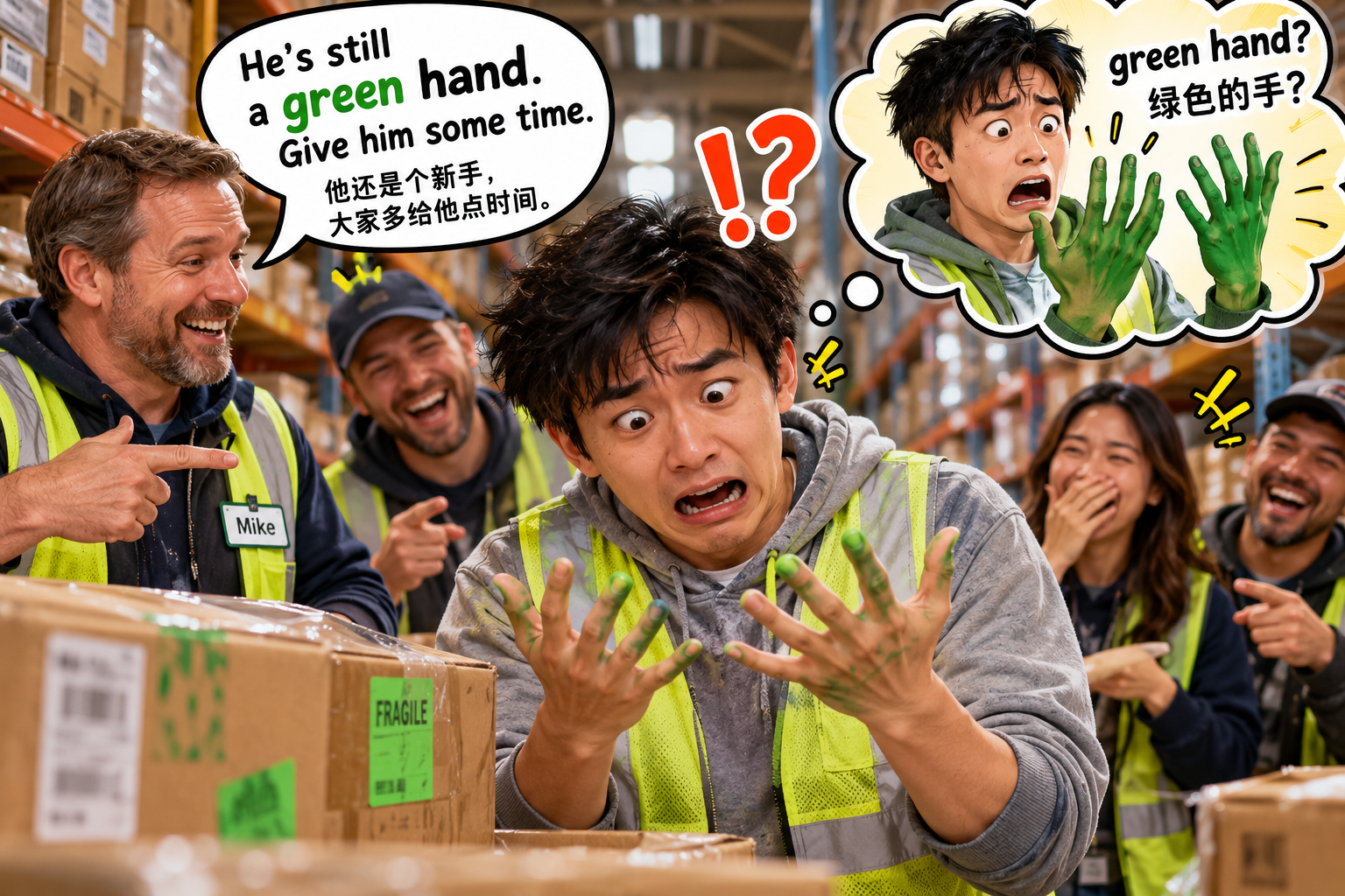 美剧说英语:green hand - 加拿大仓库主管说我是“green hand”,我低头看了半天自己的手……