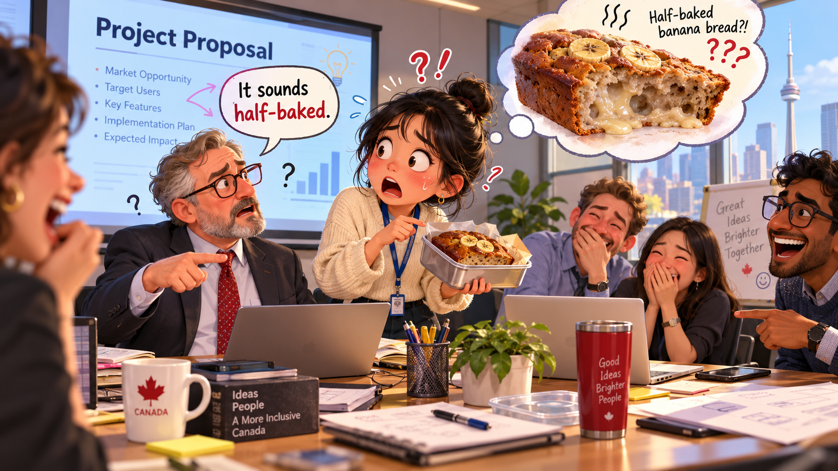 美剧说英语：half-baked - 加拿大办公室开会，老板说我的方案“half-baked”，我以为他在嫌弃早餐没烤熟……