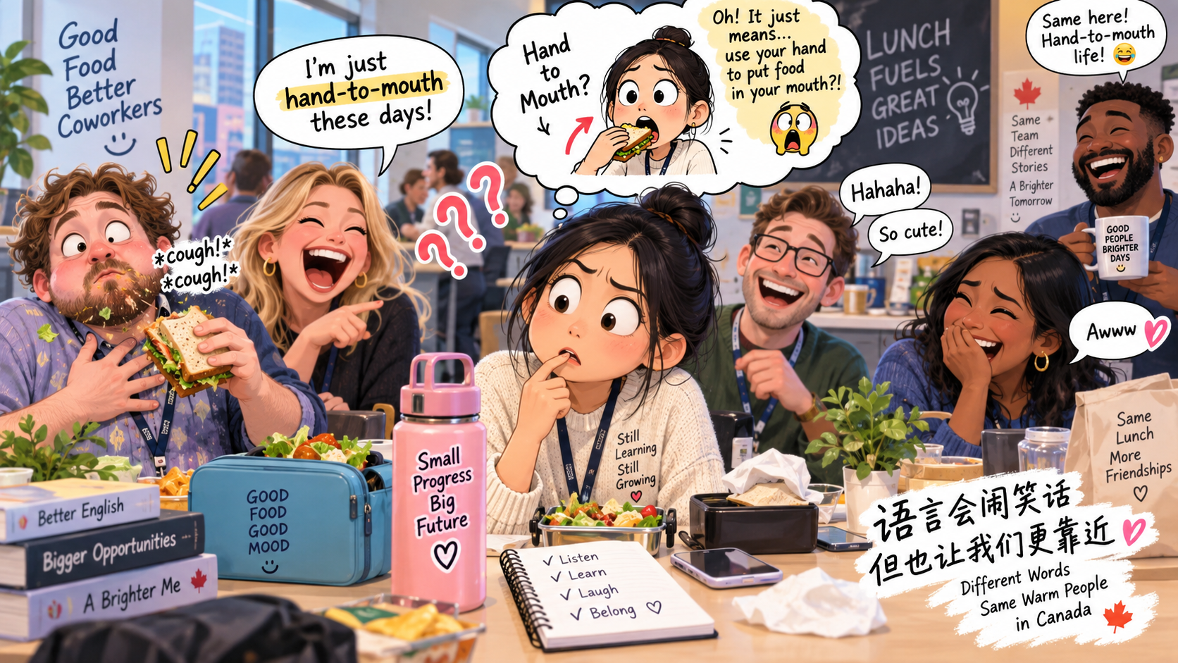 美剧学英语：hand-to-mouth - 加拿大办公室午餐，同事说自己hand-to-mouth，我默默看了一眼他的三明治