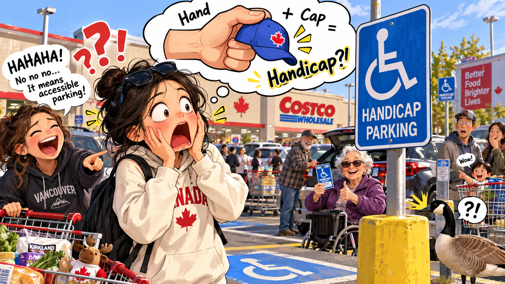 美剧学英语:handicap - 加拿大停车场看到“handicap”,我低头看了看手里的帽子……