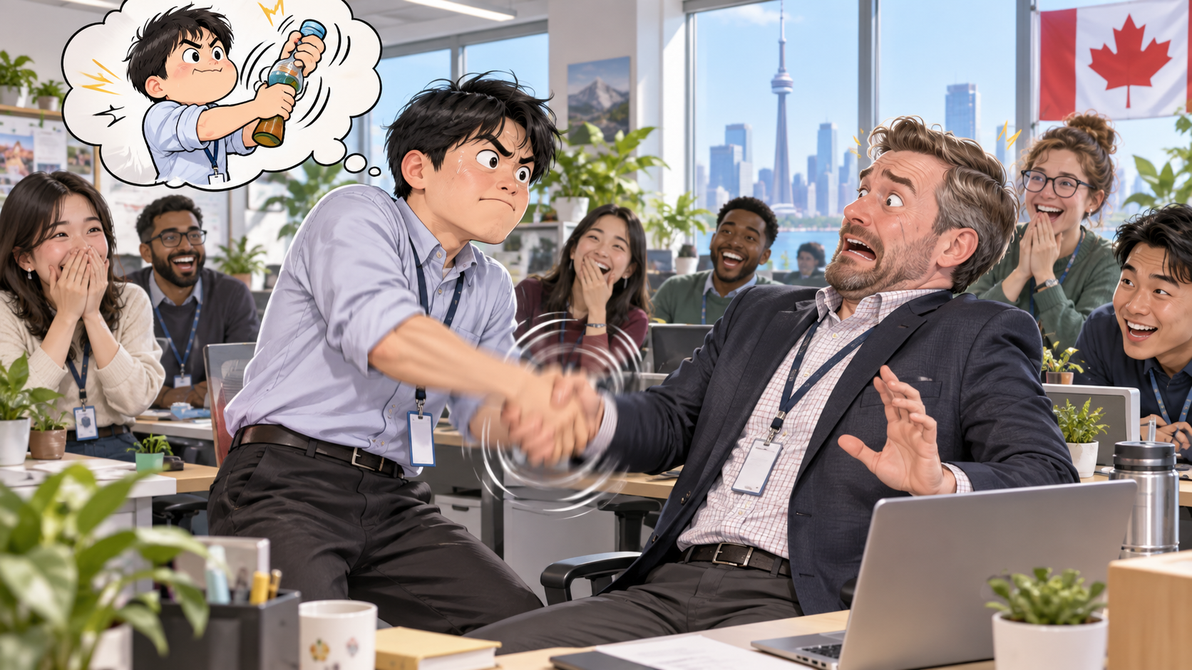 美剧学英语:handshake - 加拿大公司入职见经理,同事说 handshake,我差点把老板的手摇散了……