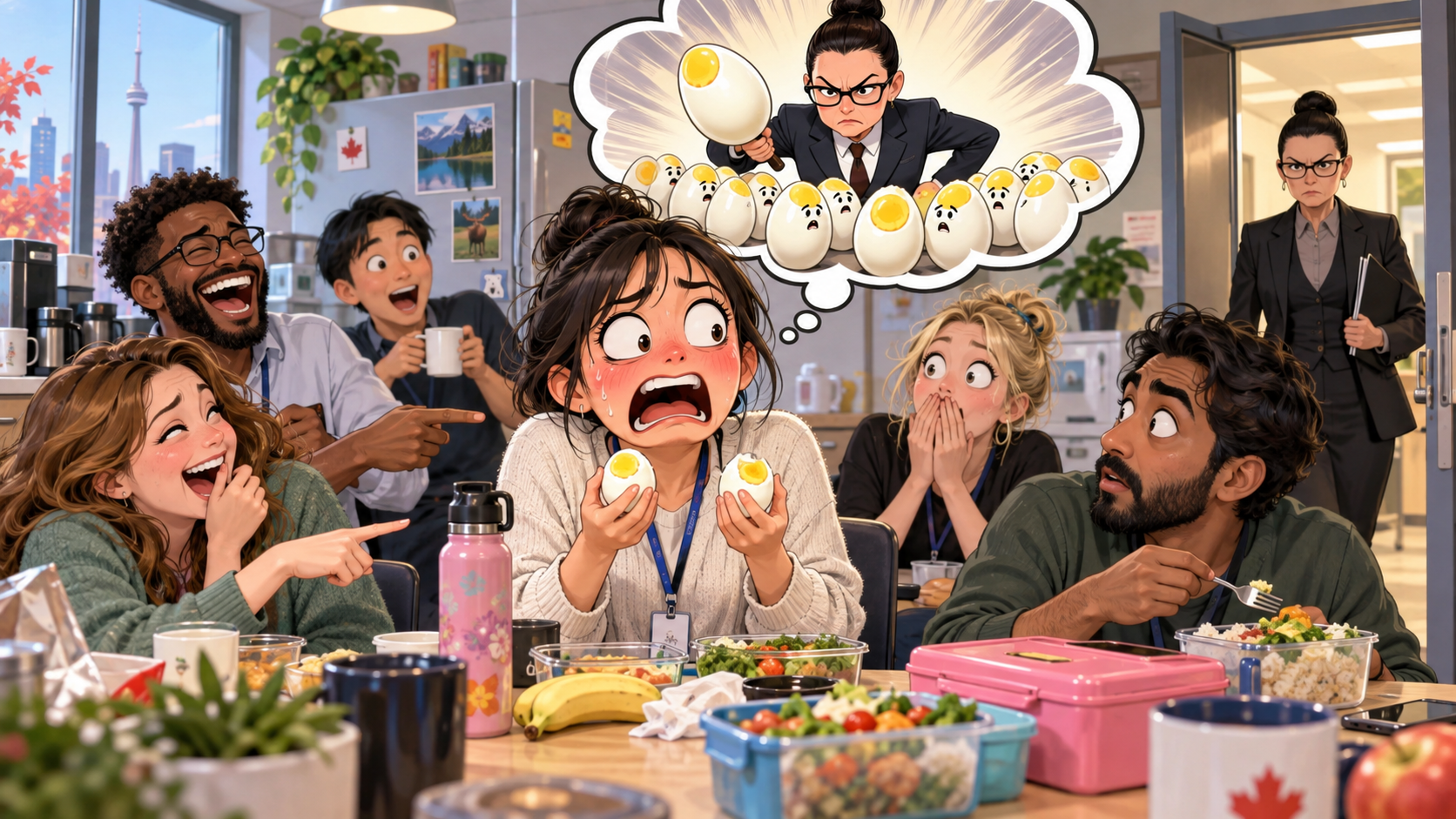 美剧学英语：hard boiled - 加拿大办公室午餐，同事说老板“hard-boiled”，我默默把鸡蛋放回了冰箱……