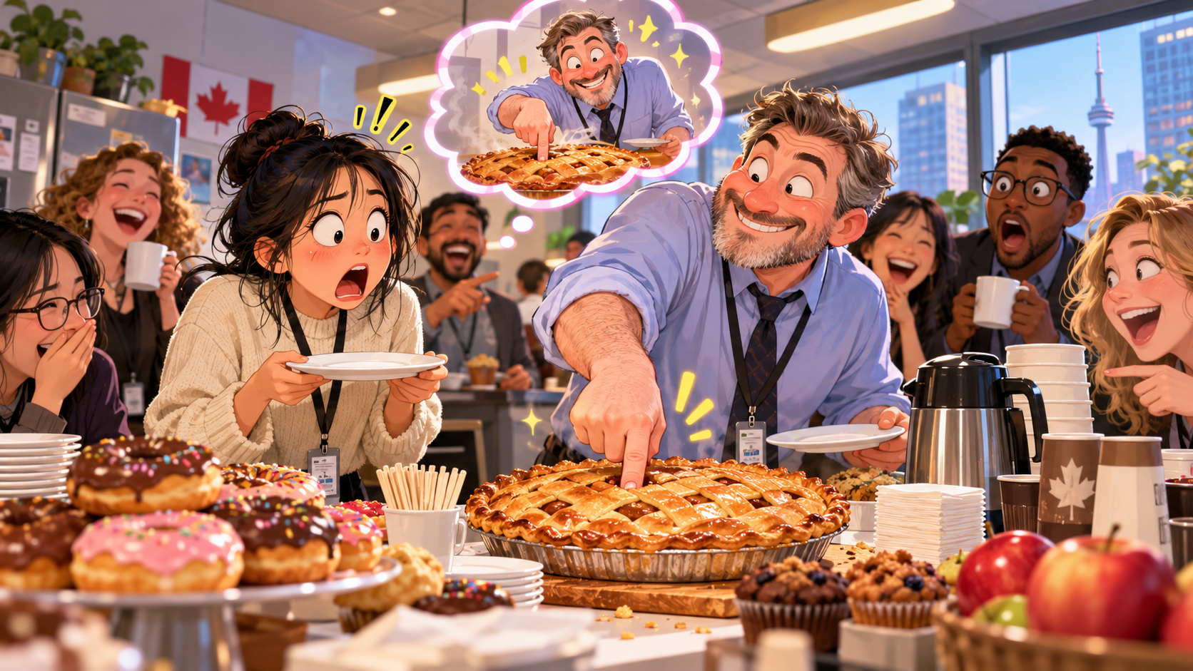 美剧学英语：have a finger in the pie - 加拿大办公室同事说“他手指也在派里”，我当场不敢吃那块苹果派……