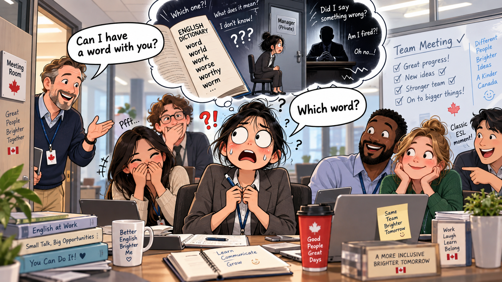 美剧学英语：have a word with - 加拿大办公室老板说“Can I have a word with you?”，我认真问：Which word?