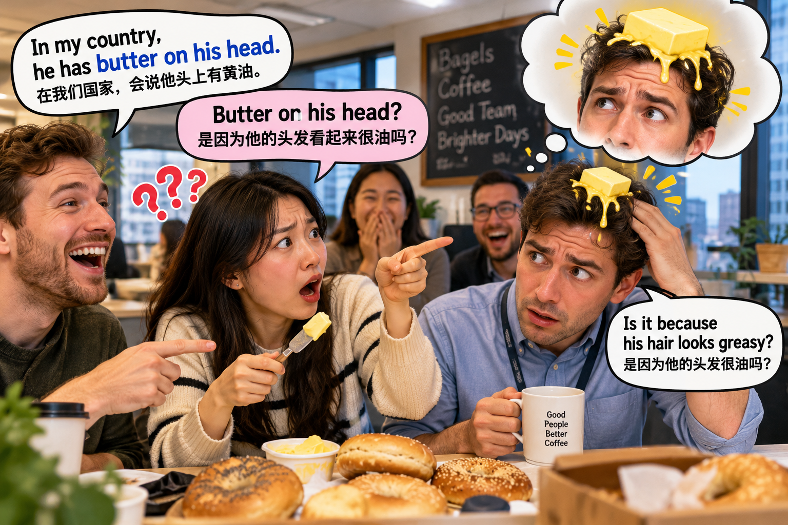 美剧说英语：have butter on one's head - 加拿大办公室同事说“头上有黄油”，我竟然真的去检查他的头发……