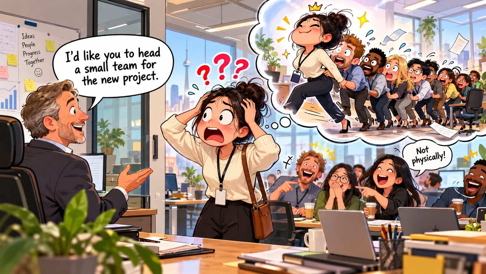 美剧学英语：head a team - 加拿大办公室里老板说让我“head a team”，我下意识摸了一下自己的头……