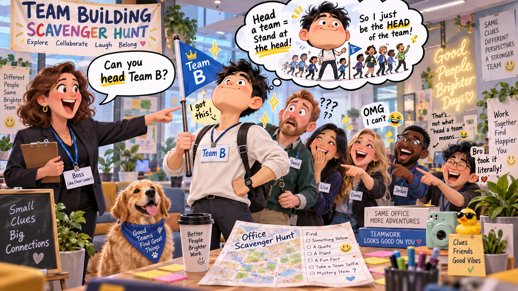 美剧学英语：head a team - 加拿大办公室团建，同事说让我“head the team”，我默默站到了队伍最前面……