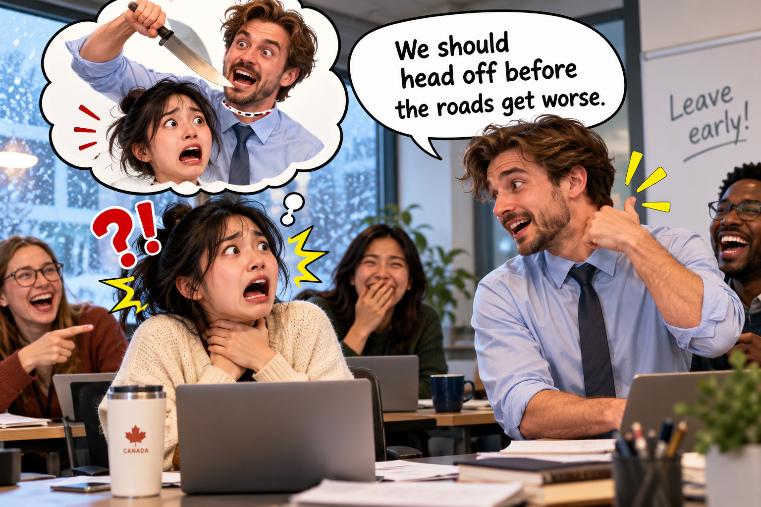 美剧说英语:head off - 加拿大办公室同事说“head off”,我看了一眼他的脖子,差点报警……