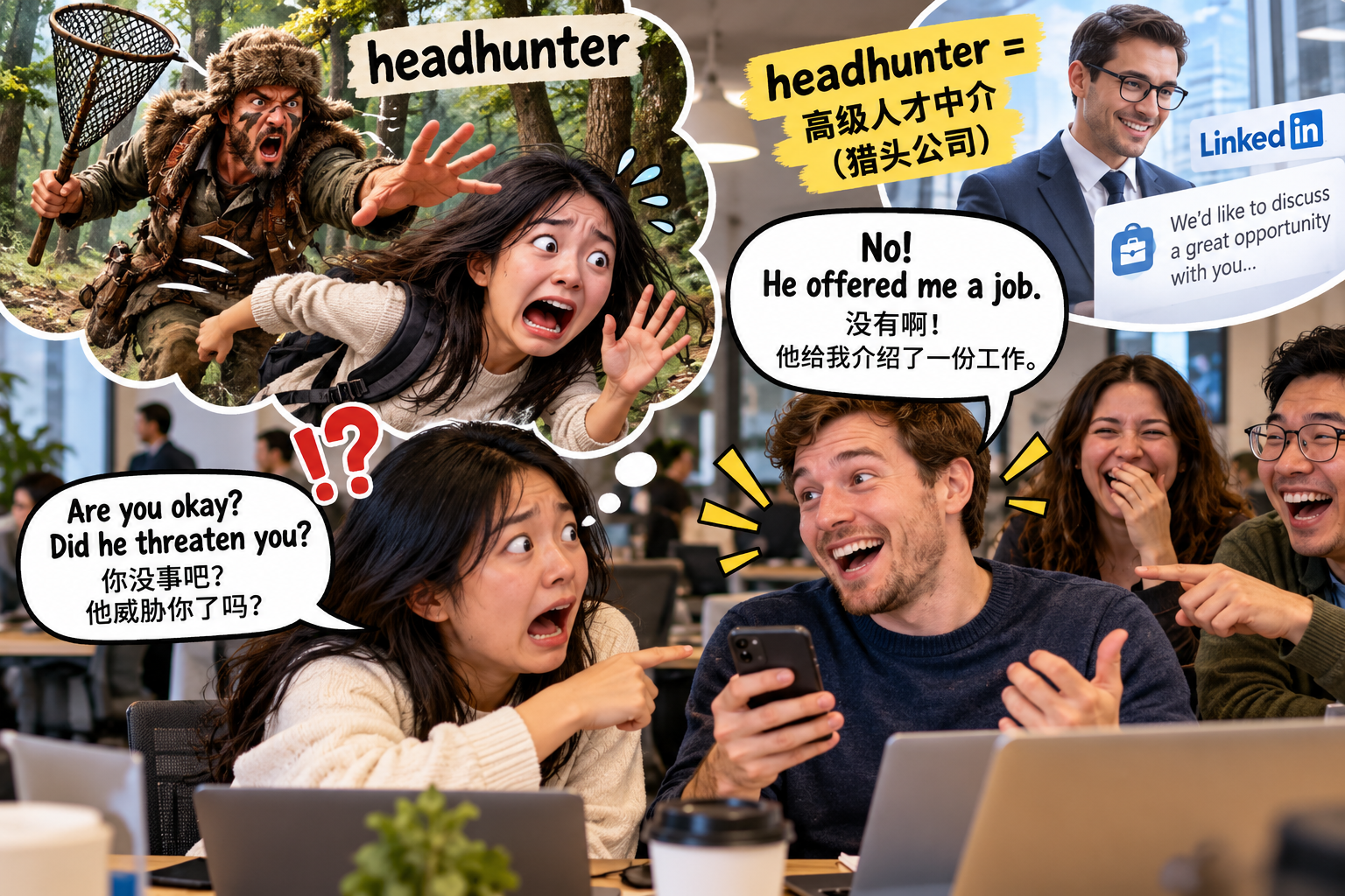 美剧说英语:headhunter - 加拿大办公室,同事说有个“headhunter”盯上他了,我差点劝他报警……