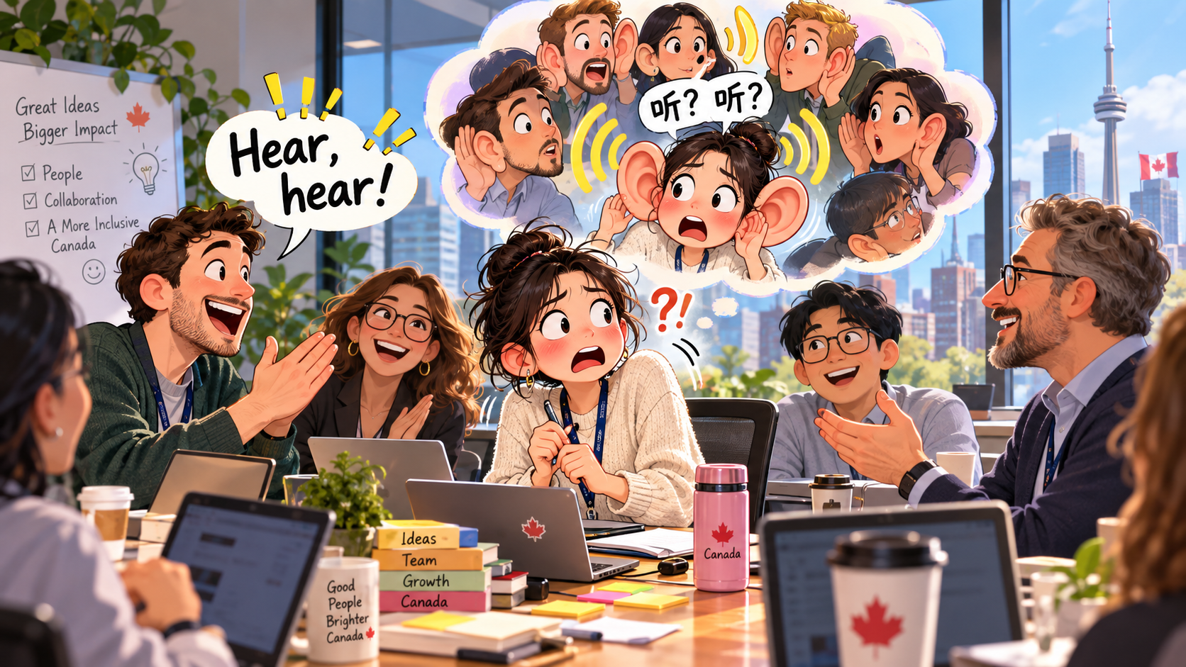 美剧学英语：hear, hear - 加拿大办公室开会，同事突然喊“hear, hear”，我以为他让我认真听……