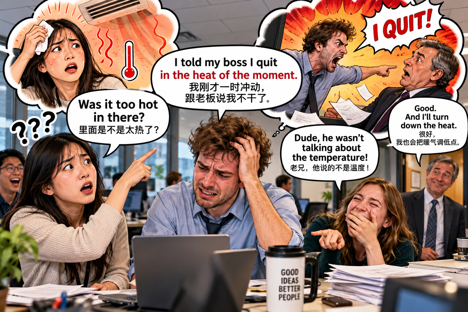 美剧说英语:heat of the moment - 加拿大办公室同事说“heat of the moment”,我竟然问他是不是空调坏了……