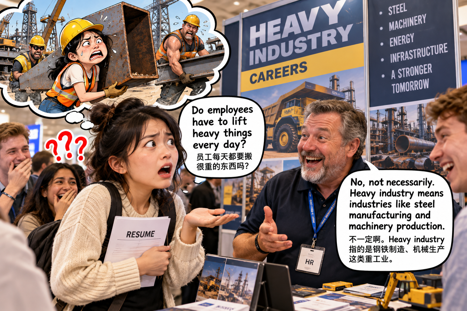 美剧说英语：heavy industry - 加拿大招聘会上，HR说他们是“heavy industry”，我差点问员工是不是天天搬重物……