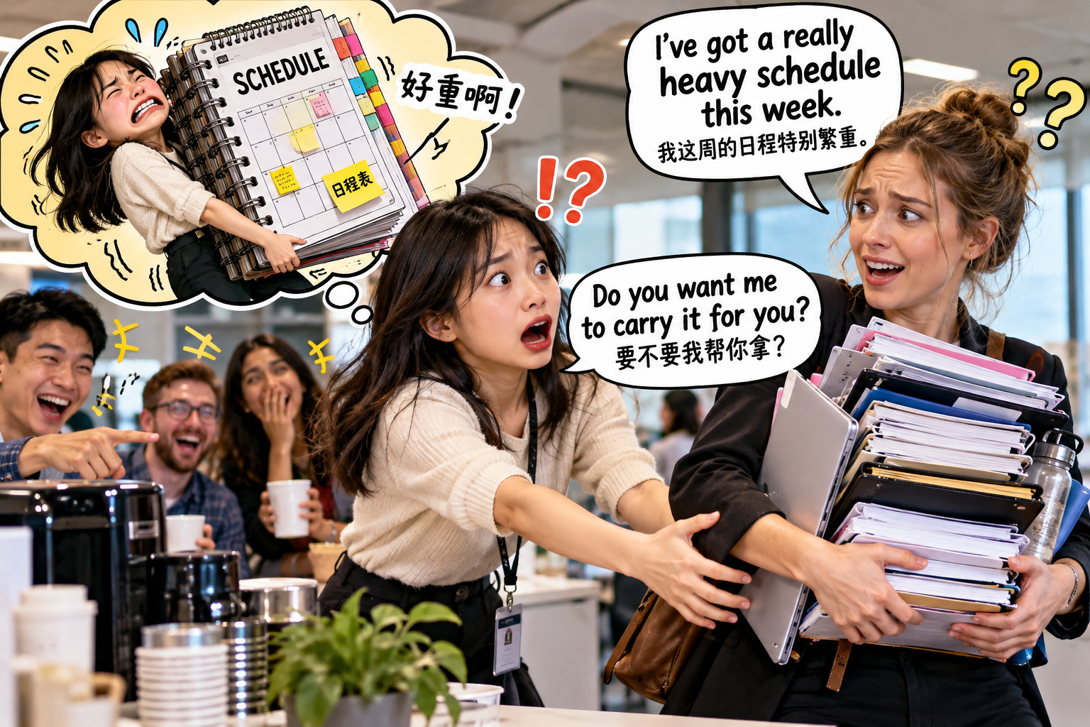 美剧说英语:heavy schedule - 加拿大办公室同事说自己有个“heavy schedule”,我还真帮她搬起了日程表