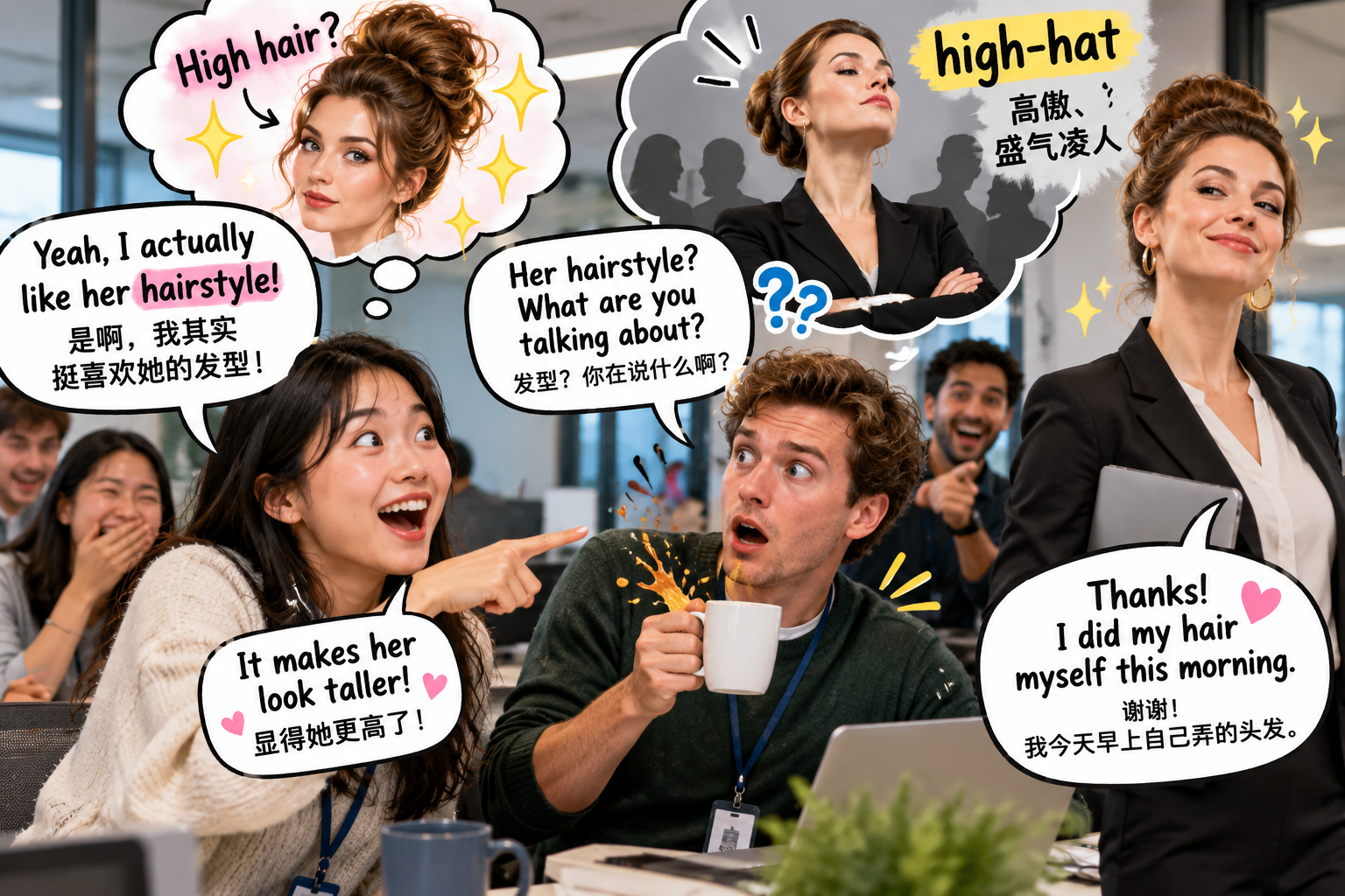 美剧说英语:high hair - 加拿大办公室同事说新经理“high-hat”,我竟然夸她发型好看……