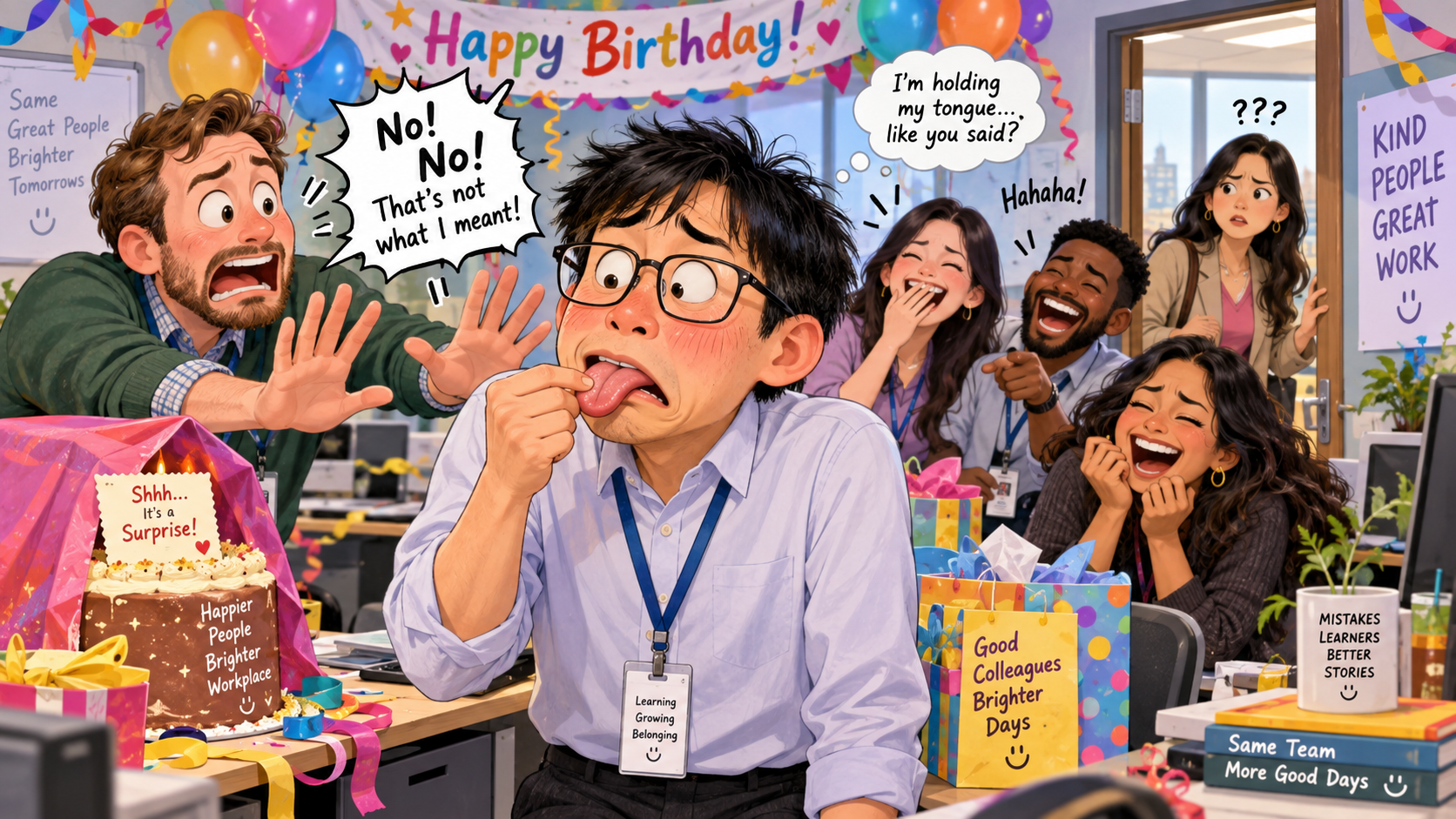 美剧学英语：hold one's tongue - 加拿大办公室同事让我“hold your tongue”，我真的把舌头抓住了……