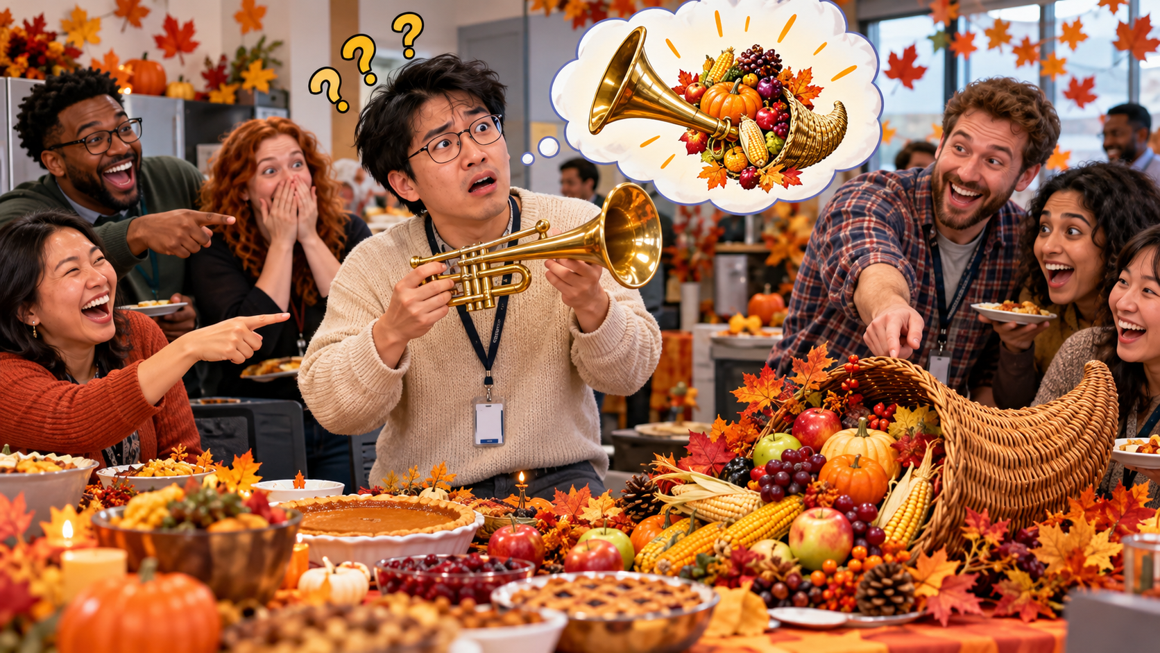 美剧学英语：horn of plenty - 加拿大办公室感恩节，同事说桌上要放个“horn of plenty”，我真去找号角了……