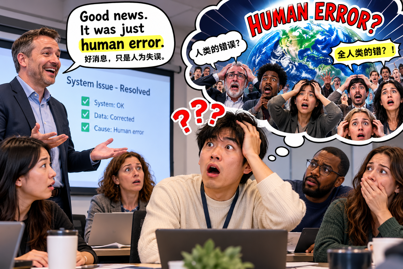 美剧说英语:human error - 加拿大公司开会,老板说是“human error”,我差点以为他在骂全人类……