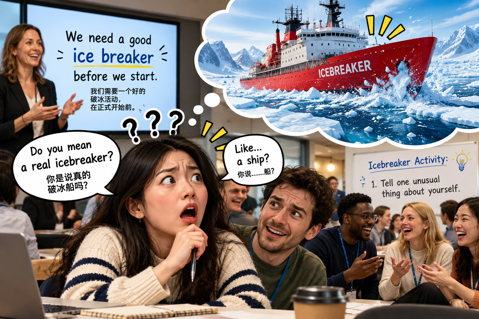 美剧学英语：ice breaker - 加拿大公司培训说要找个“ice breaker”，我差点开始搜破冰船……