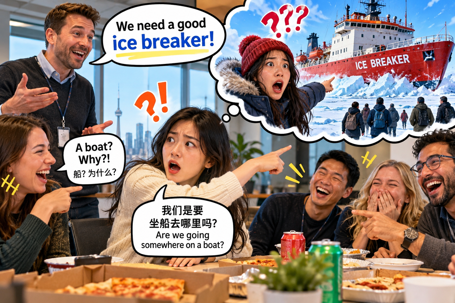 美剧说英语：ice breaker - 加拿大公司聚餐，同事说需要个“ice breaker”，我差点去停车场找破冰船……