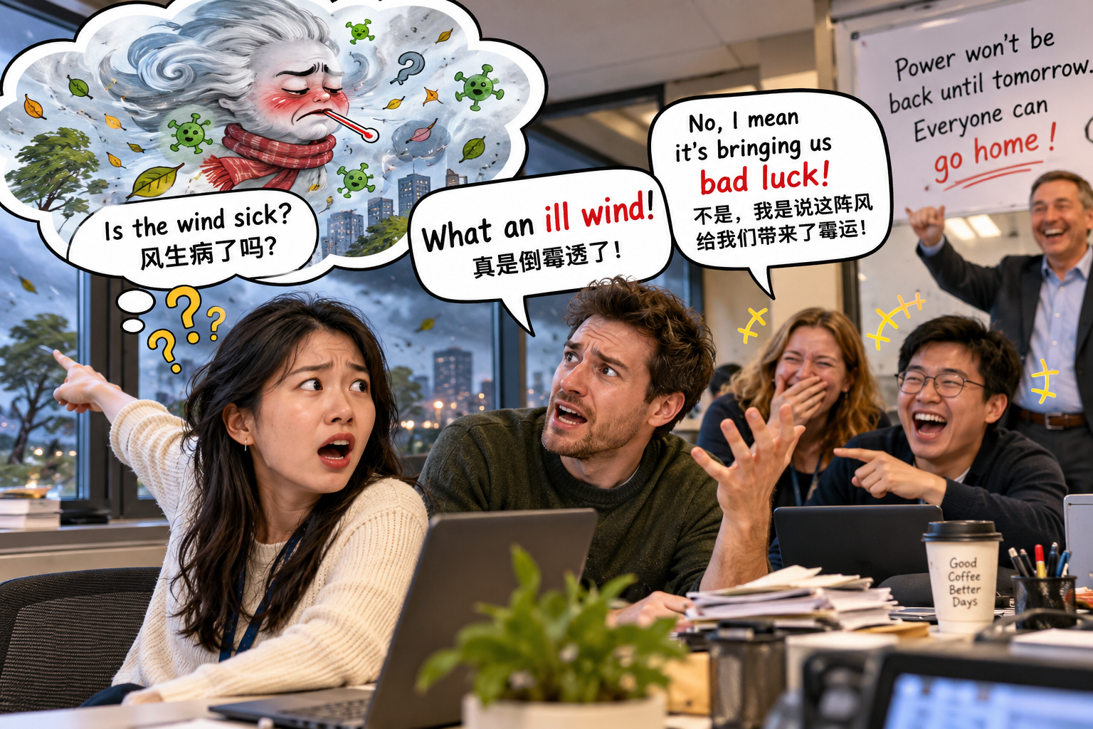 美剧说英语:ill wind - 加拿大办公室同事说“ill wind”,我竟然劝他去医院检查……