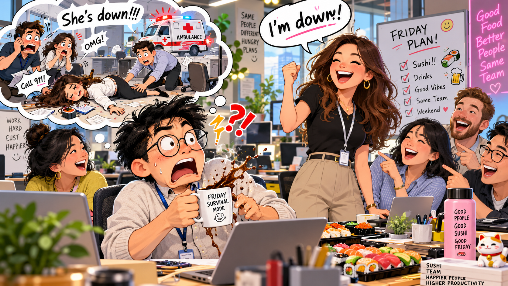 美剧说英语:I'm down. - 加拿大同事约周五聚餐说“I’m down”,我差点打电话叫救护车……