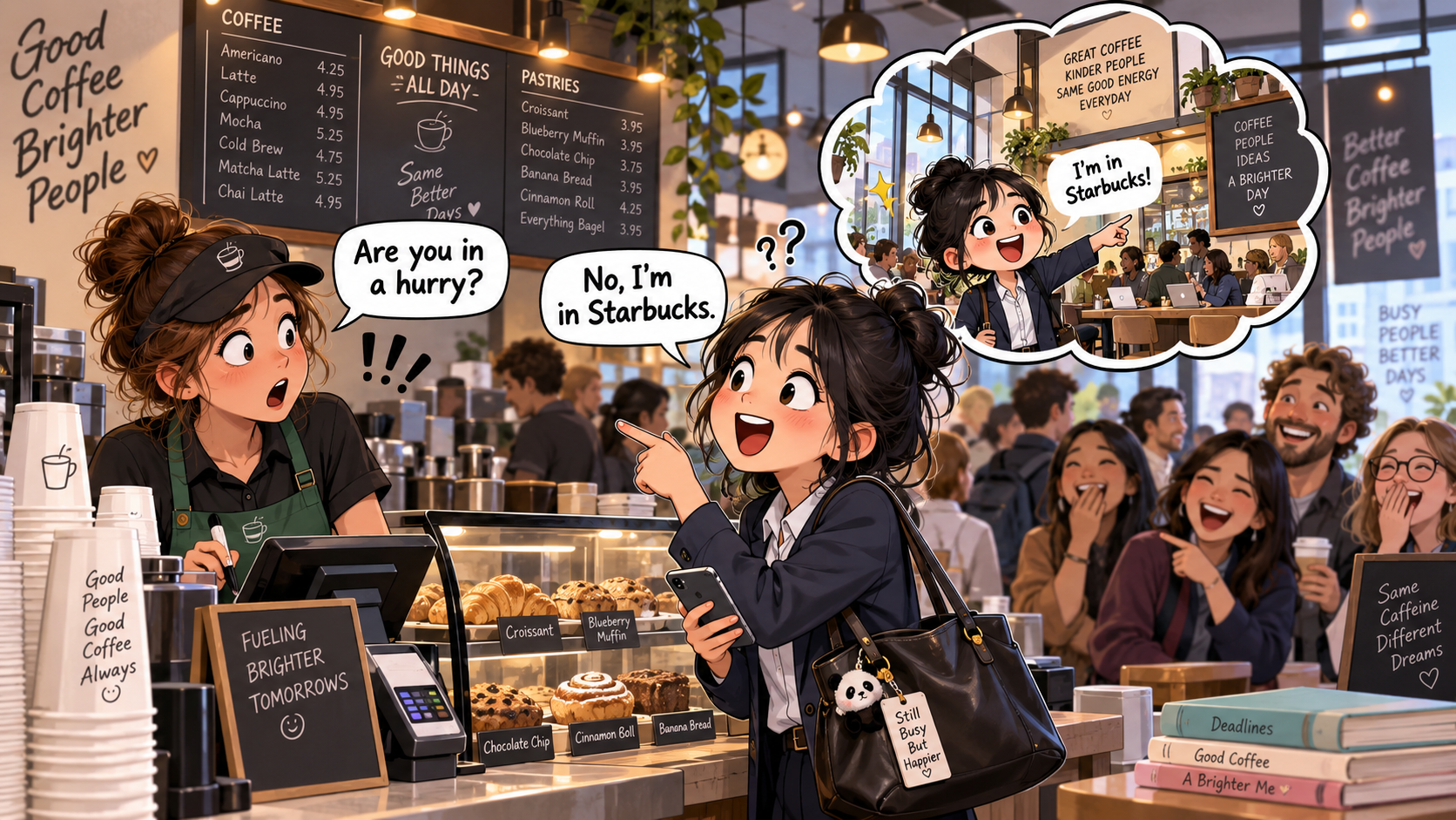 美剧学英语:in a hurry - 加拿大咖啡店店员问我“Are you in a hurry?”,我竟然说“No, I’m in Starbucks.”