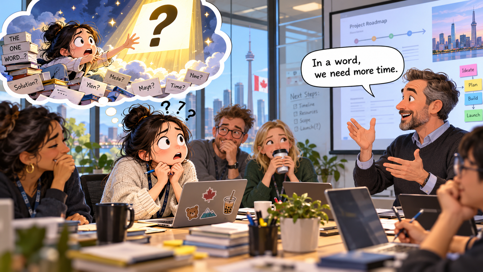 美剧说英语:in a word - 加拿大办公室里,同事说“in a word”,我开始等那个单词……