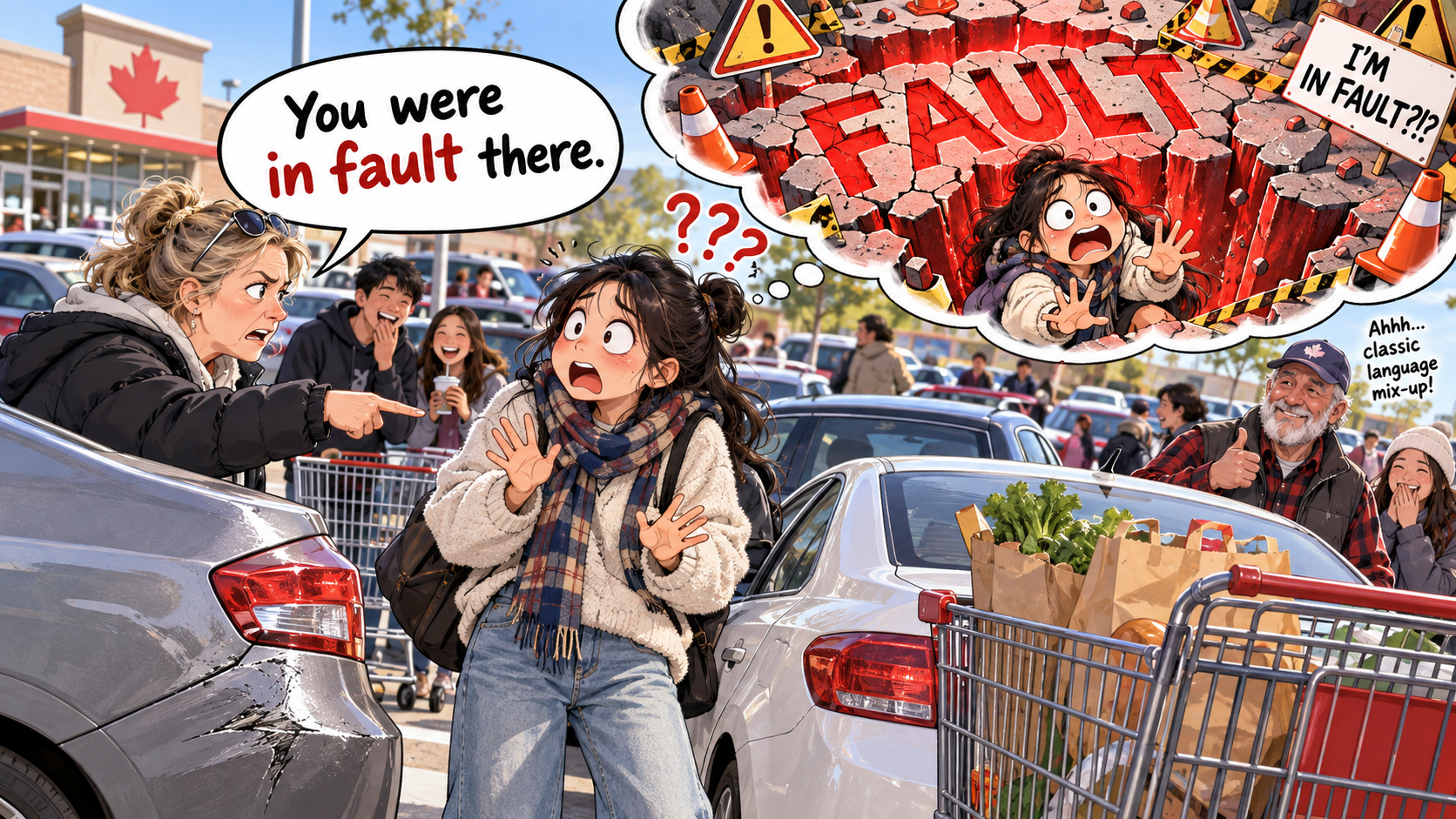 美剧说英语：in fault - 加拿大停车场出了小事故，对方说“you were in fault”，我还以为他说我困在错误里