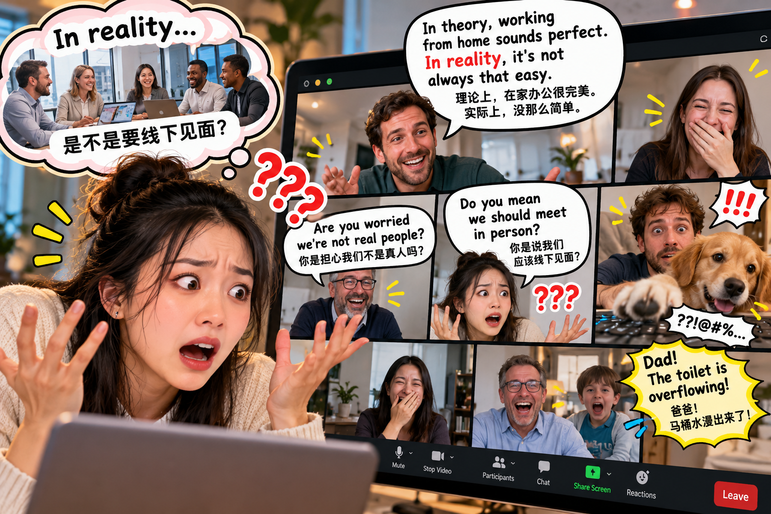 美剧说英语:in reality - 加拿大办公室开视频会议,同事一句“in reality”,差点让我当众关摄像头……