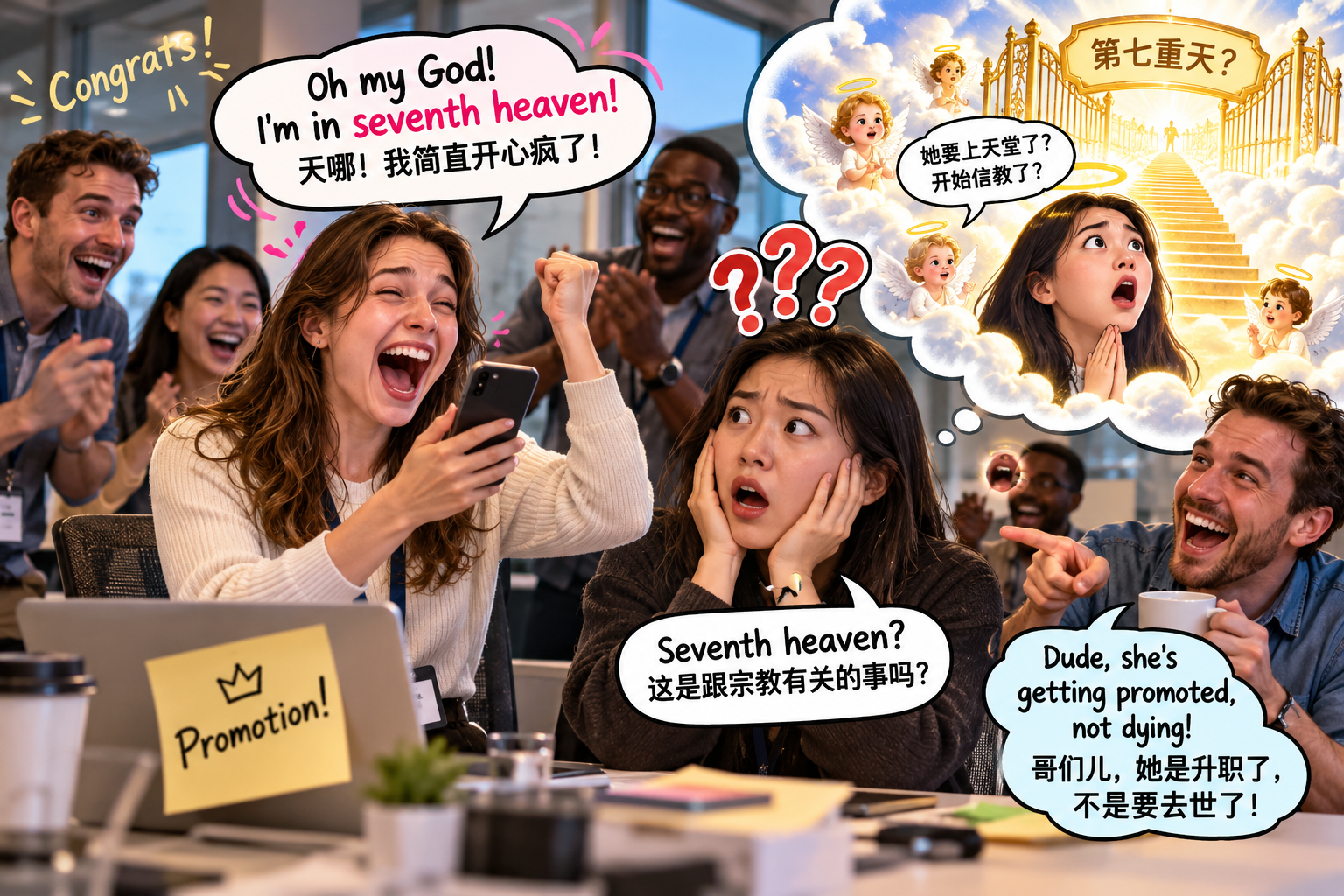 美剧说英语:in seventh heaven - 加拿大同事说她在“第七重天”,我差点问她是不是信教……