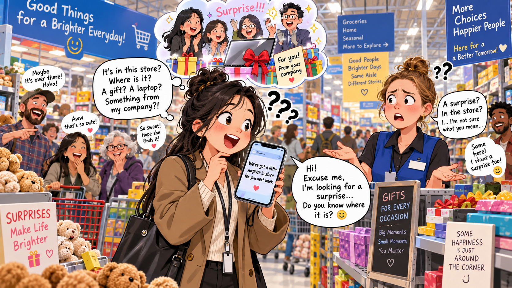 美剧学英语:in store - 加拿大办公室同事说“a surprise is in store”,我午休真跑去了Walmart……