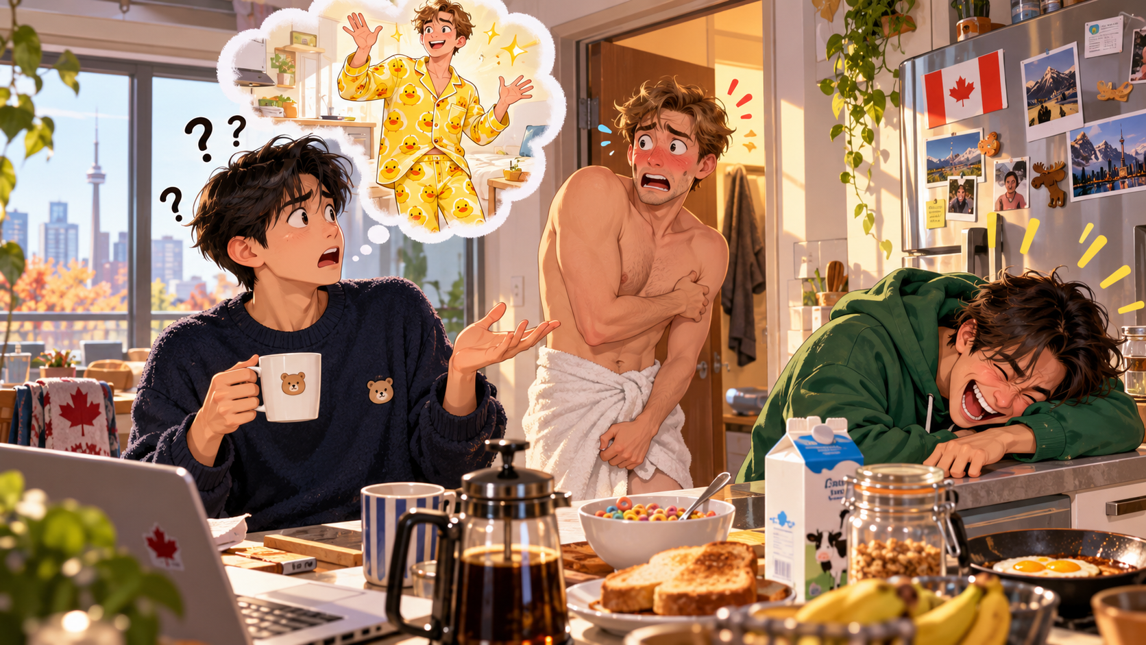 美剧学英语:in the buff - 加拿大室友说他昨晚“in the buff”,我还问:你穿的是黄色睡衣?